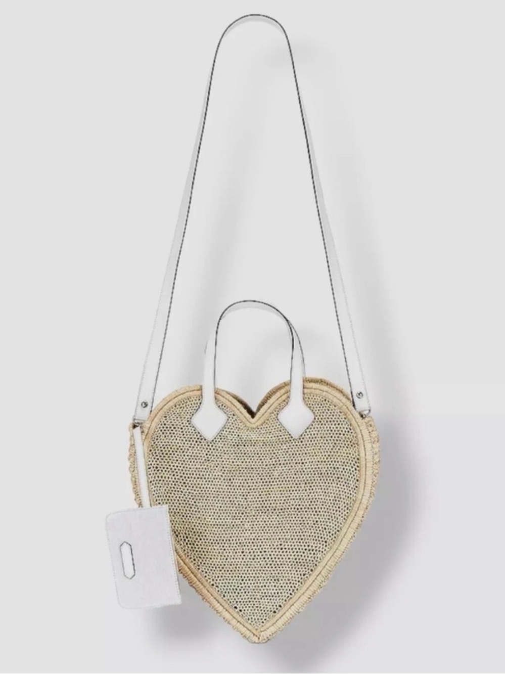 Poolside Heart-Shaped Straw Crossbody with White Trim - never used!